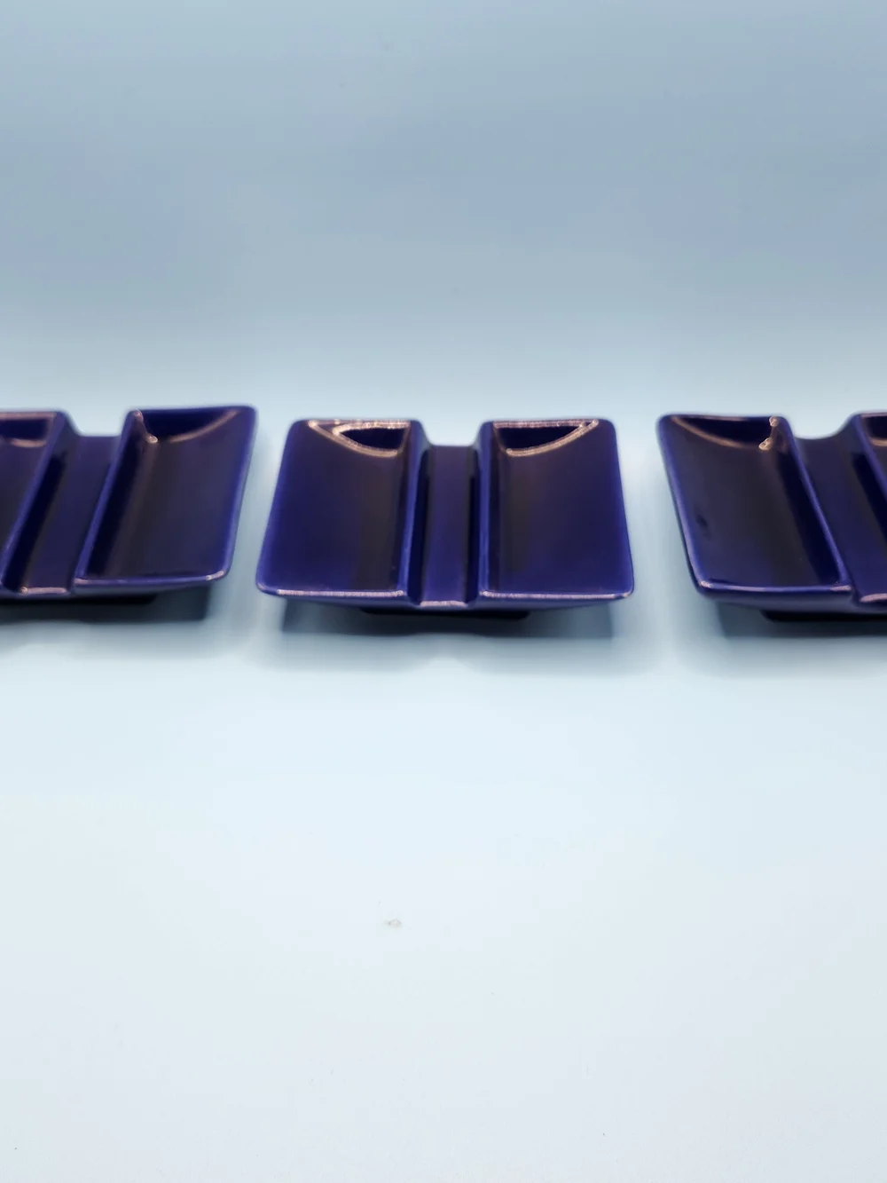 VTG Crate & Barrel Cobalt Blue Appetizer Porcelain Dishes/ Set Of 3